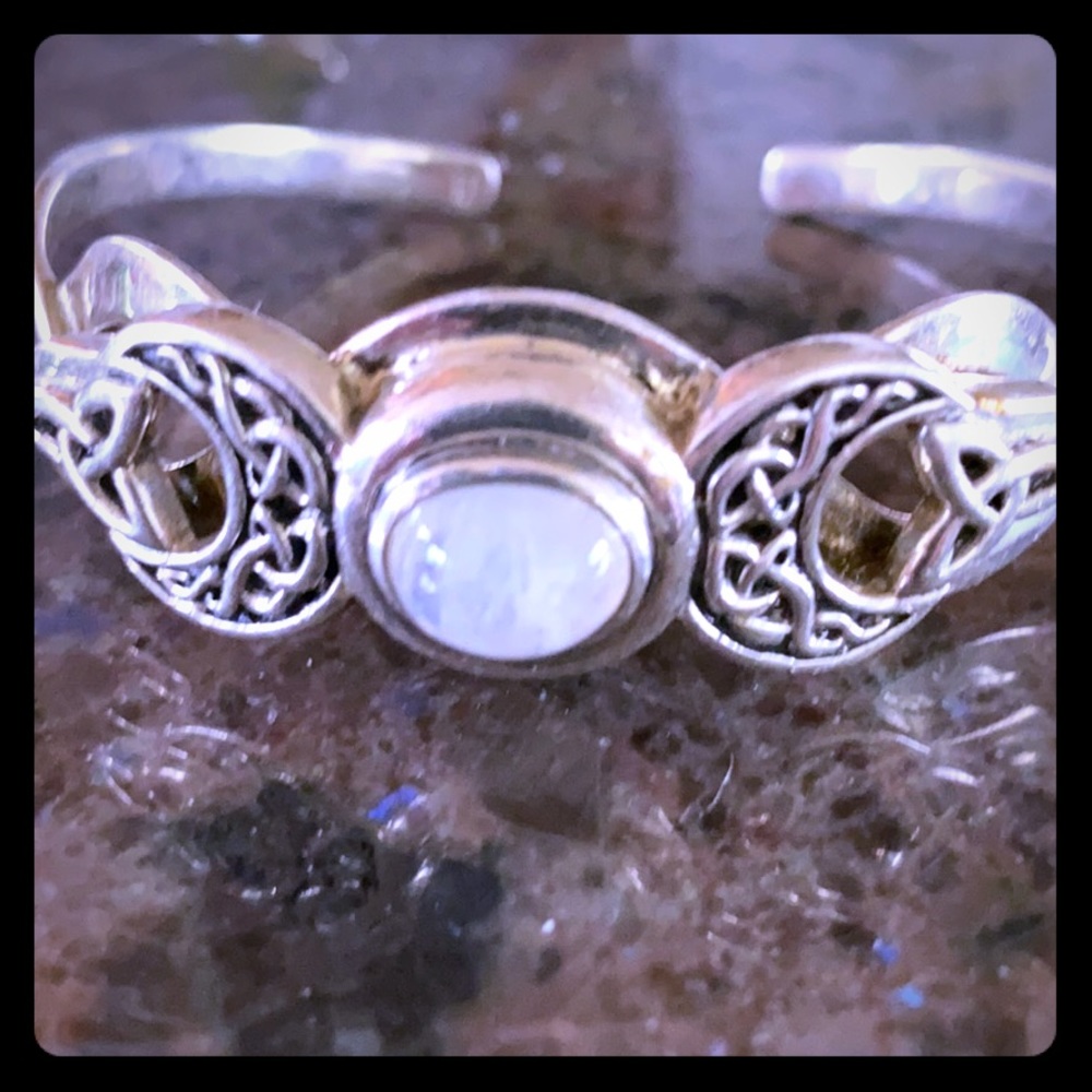 One of a kind custom moonstone cuff bracelet